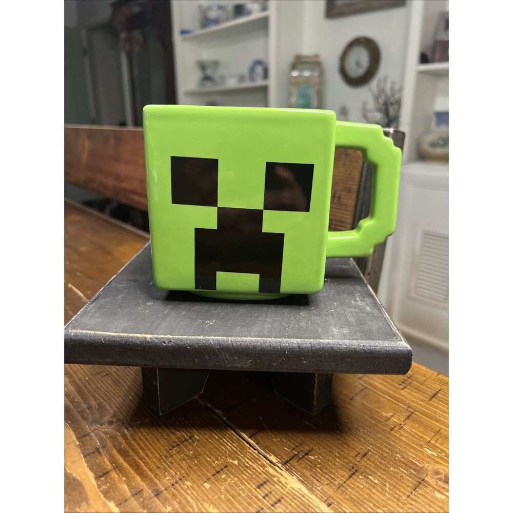 Minecraft Creeper Square Ceramic Mug Cup Zak Design 21oz, Pencil Holder